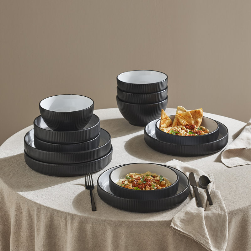 Christian Siriano Larosso 12 Piece Dinnerware Set with Dinner Bowls and Pasta Bowls Stoneware Reviews Wayfair